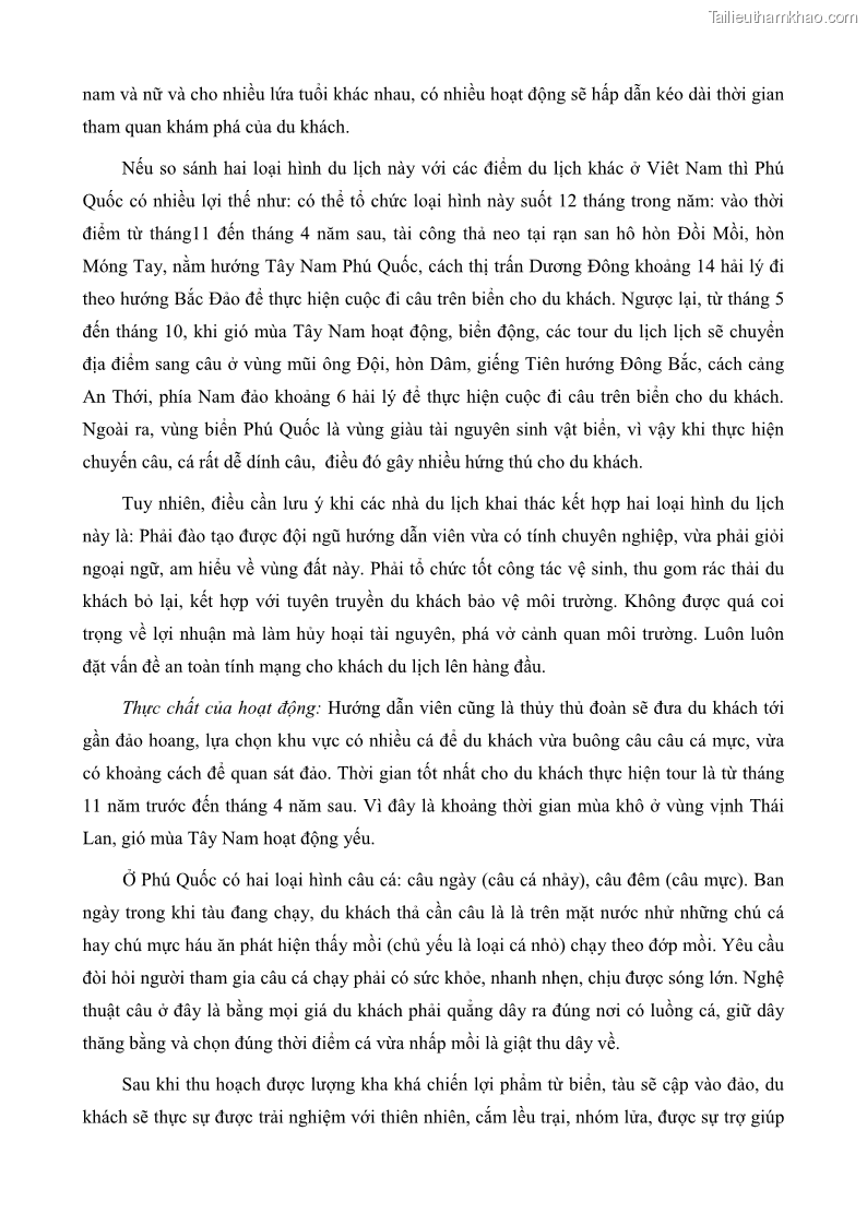 Luận văn thạc sĩ địa lý học Phát triển các loại hình du lịch huyện đảo Phú Quốc tỉnh Kiên Giang theo hướng bền vững - 8 Trang 93
