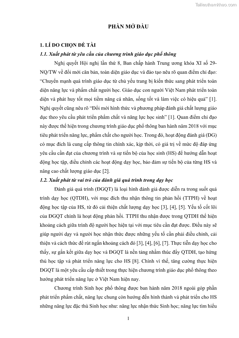 Luận án tiến sĩ khoa học giáo dục Rèn luyện cho sinh viên đại học sư phạm kĩ năng đánh giá quá trình trong dạy học sinh học ở trường phổ thông - 1 Trang 12