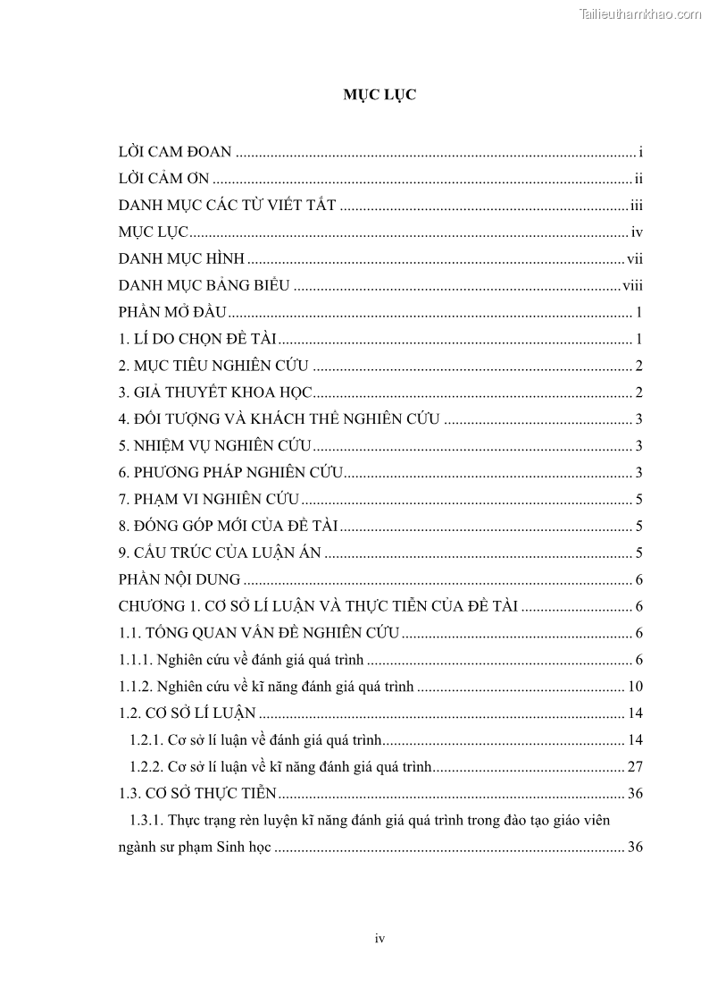 Luận án tiến sĩ khoa học giáo dục Rèn luyện cho sinh viên đại học sư phạm kĩ năng đánh giá quá trình trong dạy học sinh học ở trường phổ thông - 1 Trang 6