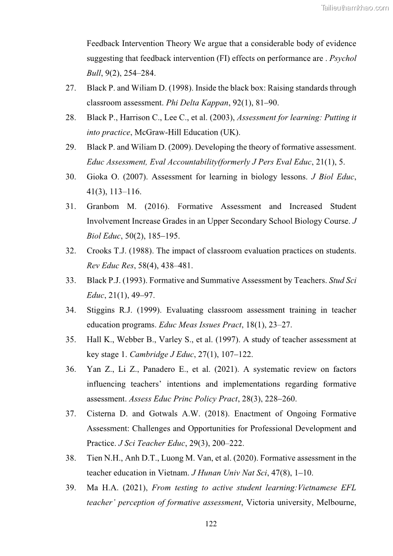 Luận án tiến sĩ khoa học giáo dục Rèn luyện cho sinh viên đại học sư phạm kĩ năng đánh giá quá trình trong dạy học sinh học ở trường phổ thông - 12 Trang 133