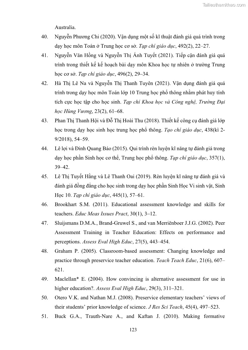 Luận án tiến sĩ khoa học giáo dục Rèn luyện cho sinh viên đại học sư phạm kĩ năng đánh giá quá trình trong dạy học sinh học ở trường phổ thông - 12 Trang 134