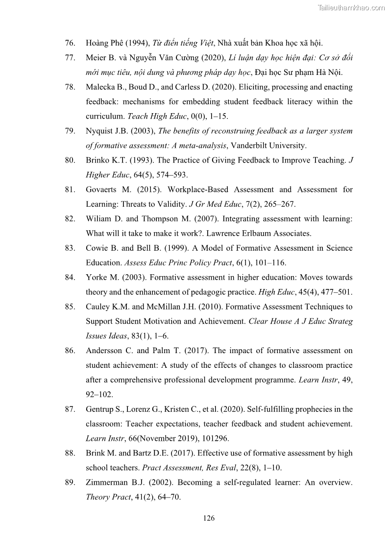 Luận án tiến sĩ khoa học giáo dục Rèn luyện cho sinh viên đại học sư phạm kĩ năng đánh giá quá trình trong dạy học sinh học ở trường phổ thông - 12 Trang 137