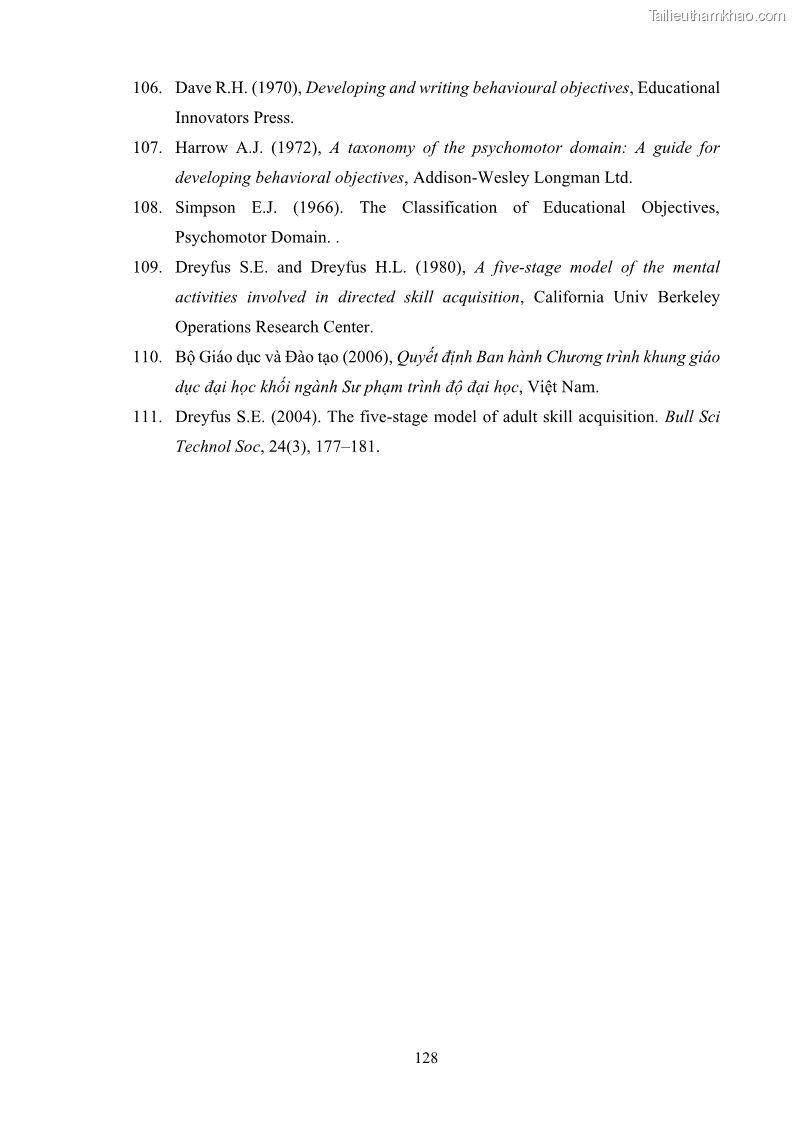 Luận án tiến sĩ khoa học giáo dục Rèn luyện cho sinh viên đại học sư phạm kĩ năng đánh giá quá trình trong dạy học sinh học ở trường phổ thông - 12 Trang 139