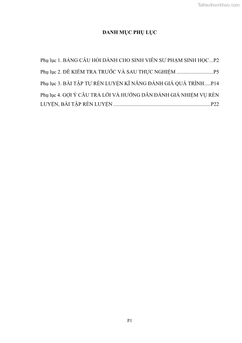 Luận án tiến sĩ khoa học giáo dục Rèn luyện cho sinh viên đại học sư phạm kĩ năng đánh giá quá trình trong dạy học sinh học ở trường phổ thông - 12 Trang 141
