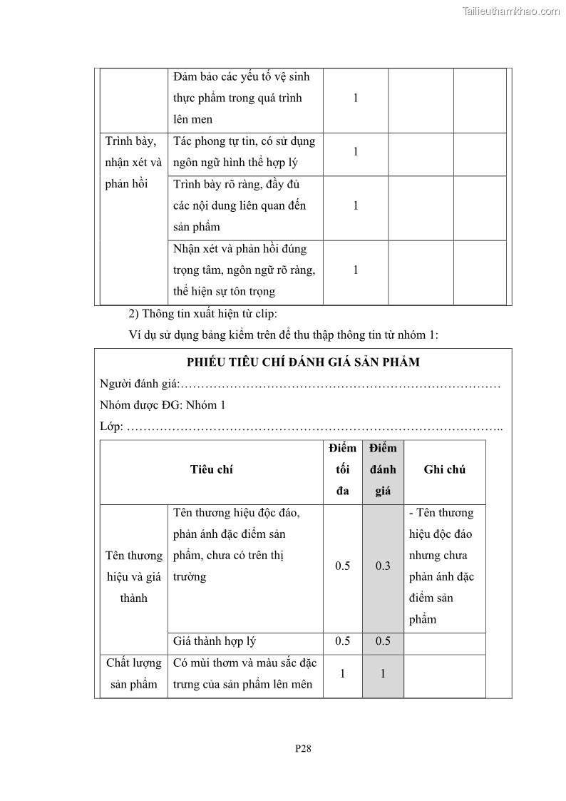 Luận án tiến sĩ khoa học giáo dục Rèn luyện cho sinh viên đại học sư phạm kĩ năng đánh giá quá trình trong dạy học sinh học ở trường phổ thông - 14 Trang 168