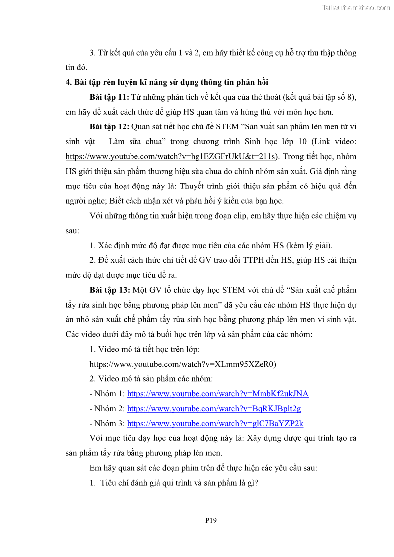 Luận án tiến sĩ khoa học giáo dục Rèn luyện cho sinh viên đại học sư phạm kĩ năng đánh giá quá trình trong dạy học sinh học ở trường phổ thông - 14 Trang 159