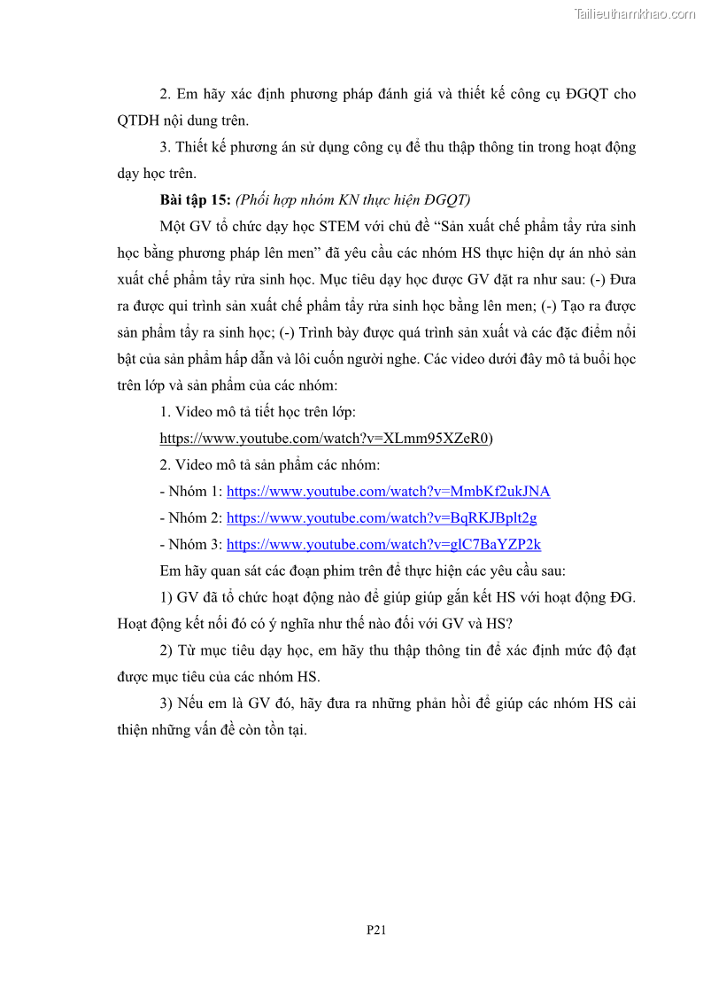 Luận án tiến sĩ khoa học giáo dục Rèn luyện cho sinh viên đại học sư phạm kĩ năng đánh giá quá trình trong dạy học sinh học ở trường phổ thông - 14 Trang 161