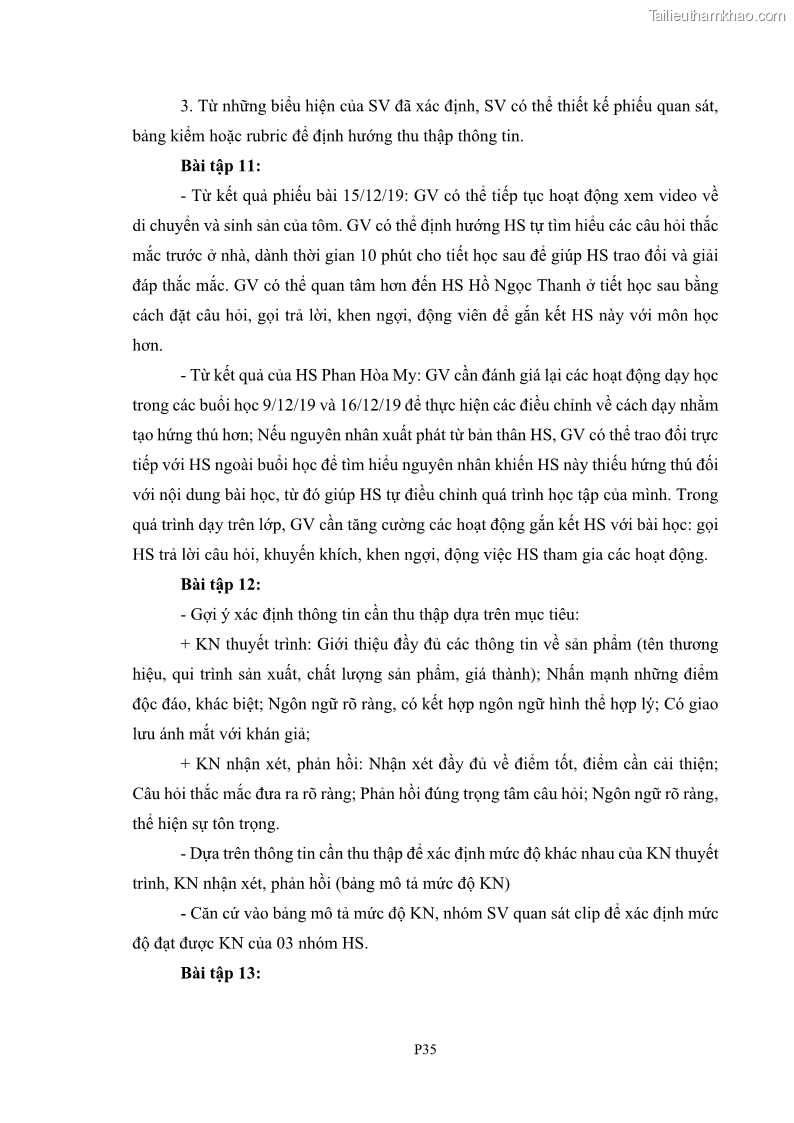 Luận án tiến sĩ khoa học giáo dục Rèn luyện cho sinh viên đại học sư phạm kĩ năng đánh giá quá trình trong dạy học sinh học ở trường phổ thông - 15 Trang 175