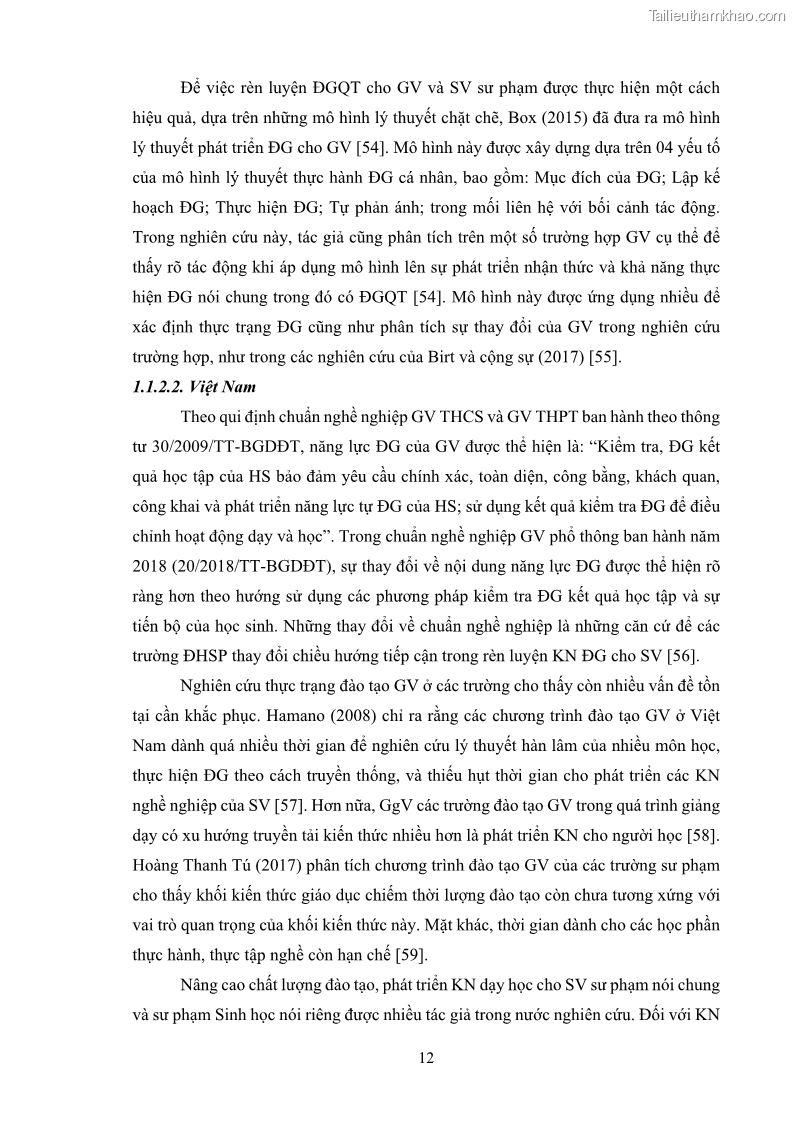 Luận án tiến sĩ khoa học giáo dục Rèn luyện cho sinh viên đại học sư phạm kĩ năng đánh giá quá trình trong dạy học sinh học ở trường phổ thông - 2 Trang 23