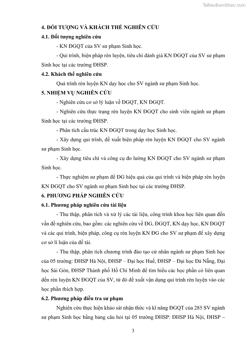 Luận án tiến sĩ khoa học giáo dục Rèn luyện cho sinh viên đại học sư phạm kĩ năng đánh giá quá trình trong dạy học sinh học ở trường phổ thông - 2 Trang 14