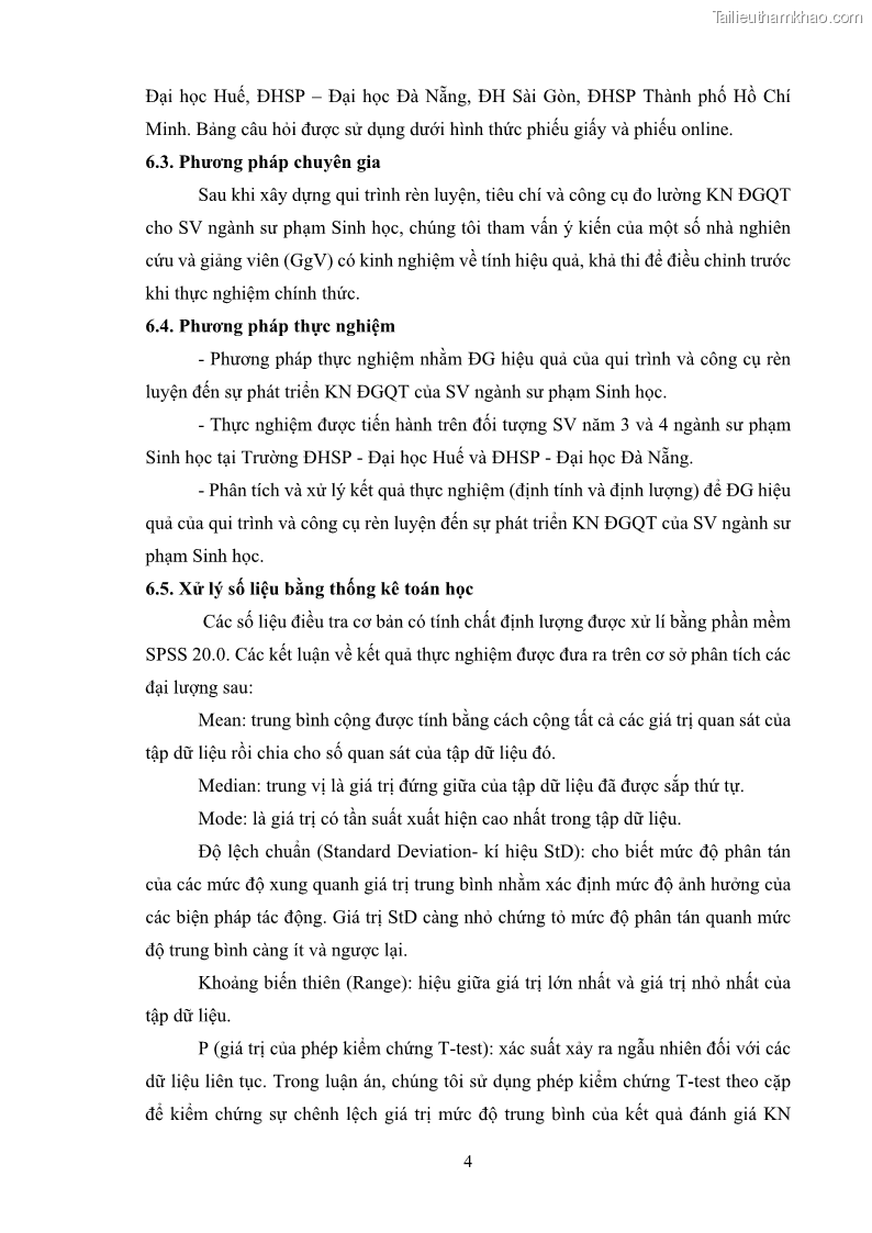 Luận án tiến sĩ khoa học giáo dục Rèn luyện cho sinh viên đại học sư phạm kĩ năng đánh giá quá trình trong dạy học sinh học ở trường phổ thông - 2 Trang 15