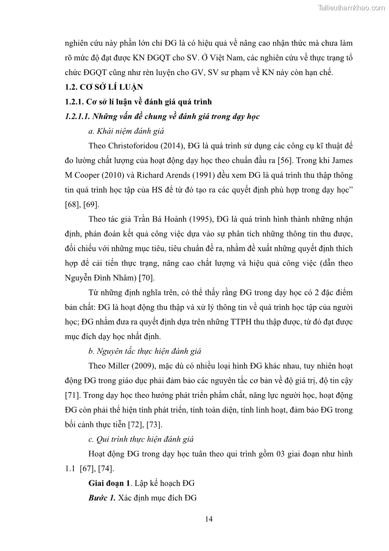 Luận án tiến sĩ khoa học giáo dục Rèn luyện cho sinh viên đại học sư phạm kĩ năng đánh giá quá trình trong dạy học sinh học ở trường phổ thông - 3 Trang 25