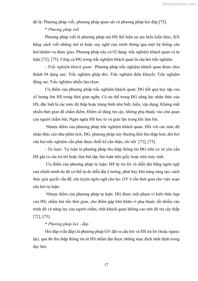 Luận án tiến sĩ khoa học giáo dục Rèn luyện cho sinh viên đại học sư phạm kĩ năng đánh giá quá trình trong dạy học sinh học ở trường phổ thông - 3 Trang 28