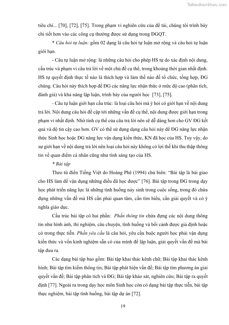 Luận án tiến sĩ khoa học giáo dục Rèn luyện cho sinh viên đại học sư phạm kĩ năng đánh giá quá trình trong dạy học sinh học ở trường phổ thông - 3 Trang 30