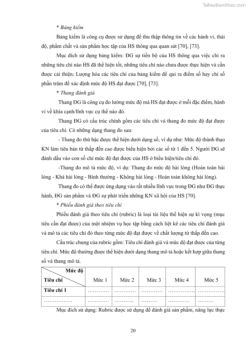 Luận án tiến sĩ khoa học giáo dục Rèn luyện cho sinh viên đại học sư phạm kĩ năng đánh giá quá trình trong dạy học sinh học ở trường phổ thông - 3 Trang 31