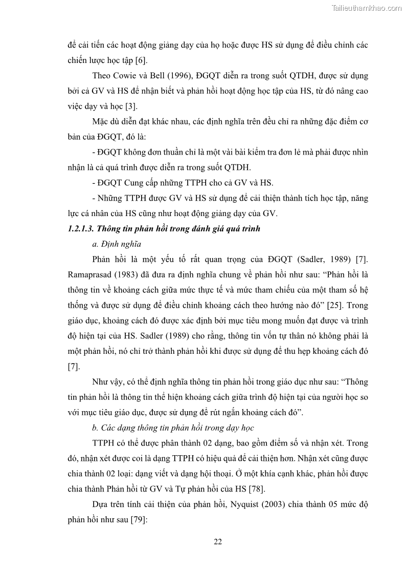 Luận án tiến sĩ khoa học giáo dục Rèn luyện cho sinh viên đại học sư phạm kĩ năng đánh giá quá trình trong dạy học sinh học ở trường phổ thông - 3 Trang 33