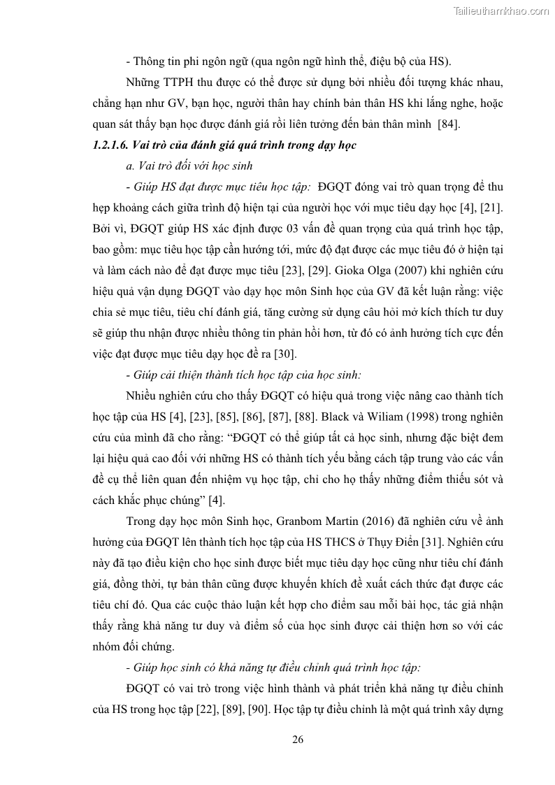 Luận án tiến sĩ khoa học giáo dục Rèn luyện cho sinh viên đại học sư phạm kĩ năng đánh giá quá trình trong dạy học sinh học ở trường phổ thông - 4 Trang 37