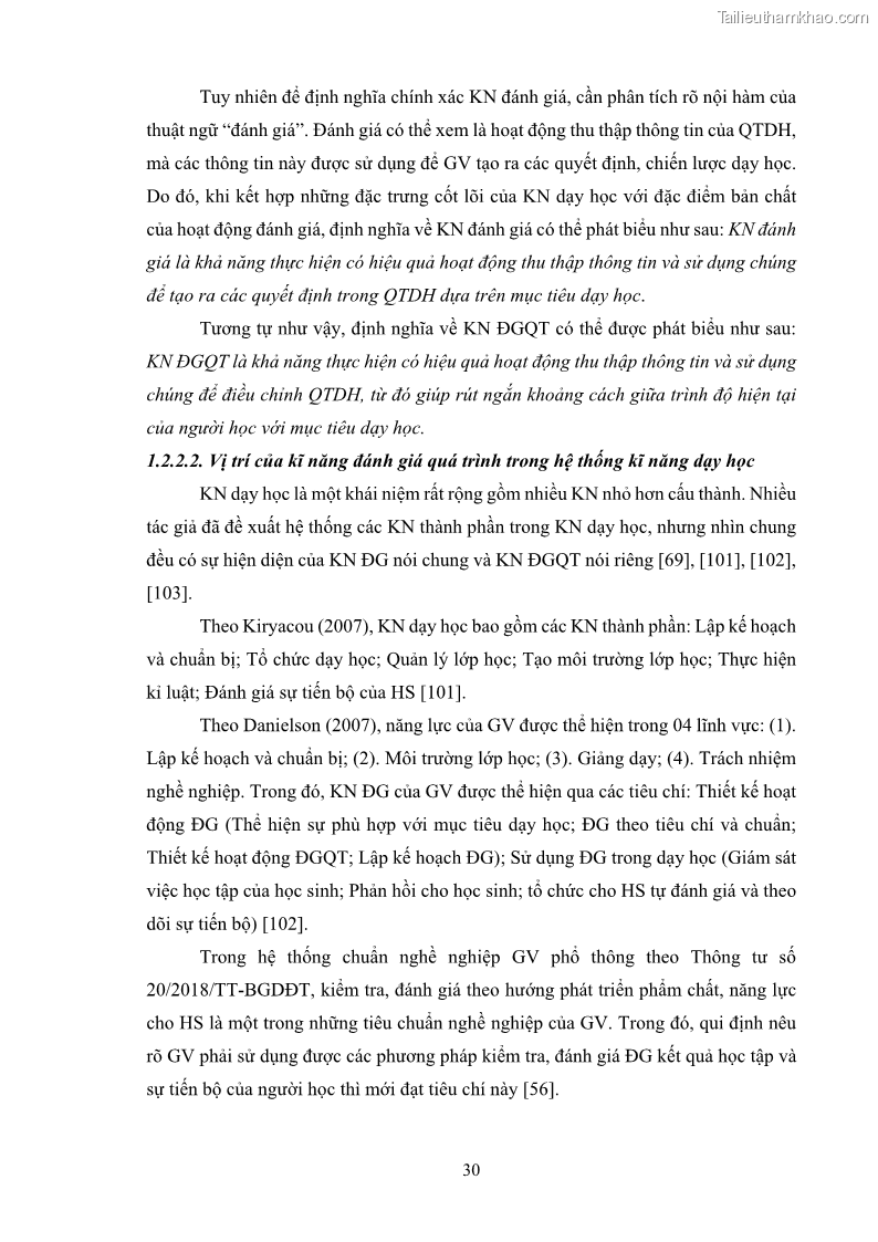 Luận án tiến sĩ khoa học giáo dục Rèn luyện cho sinh viên đại học sư phạm kĩ năng đánh giá quá trình trong dạy học sinh học ở trường phổ thông - 4 Trang 41