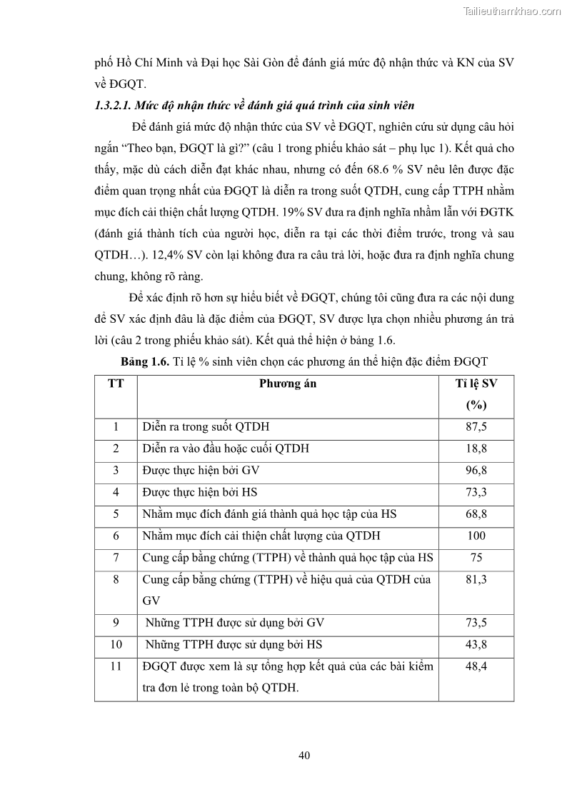 Luận án tiến sĩ khoa học giáo dục Rèn luyện cho sinh viên đại học sư phạm kĩ năng đánh giá quá trình trong dạy học sinh học ở trường phổ thông - 5 Trang 51