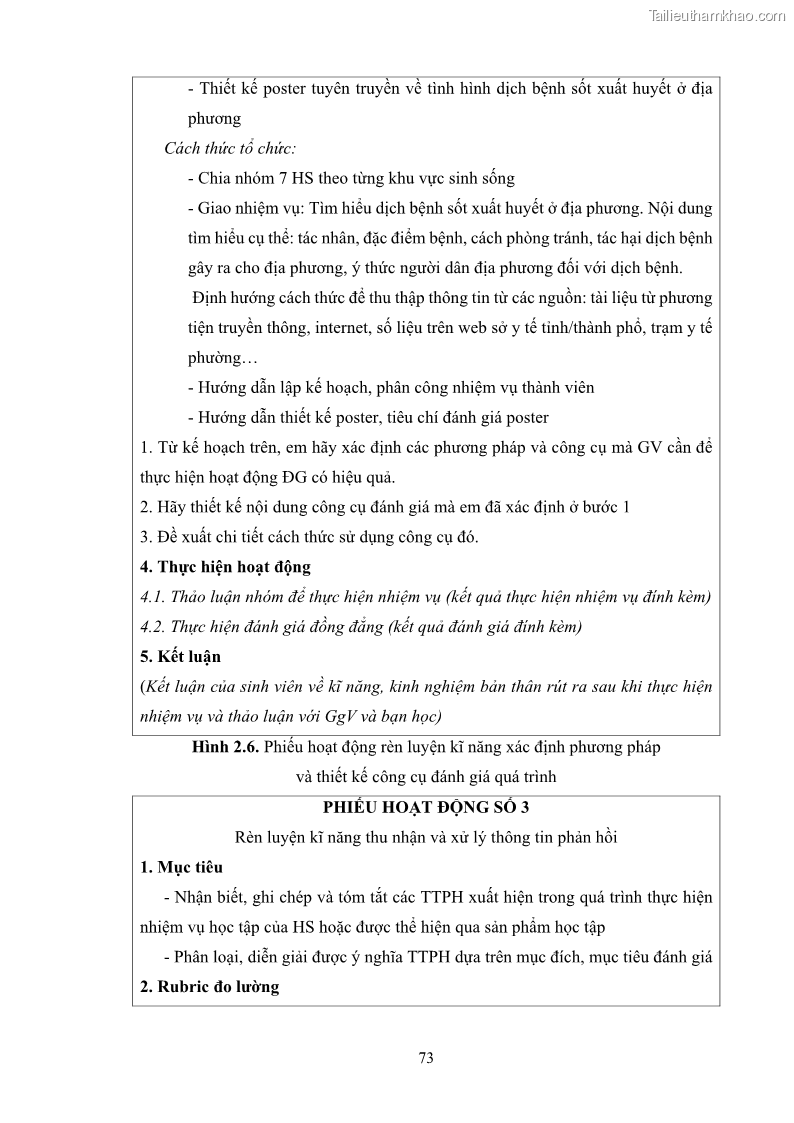 Luận án tiến sĩ khoa học giáo dục Rèn luyện cho sinh viên đại học sư phạm kĩ năng đánh giá quá trình trong dạy học sinh học ở trường phổ thông - 7 Trang 84