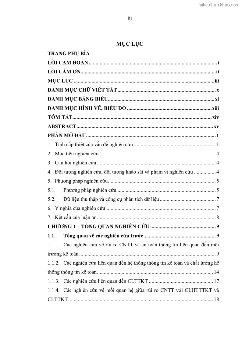 Luận án tiến sĩ kinh tế Ảnh hưởng của rủi ro công nghệ thông tin đến chất lượng thông tin kế toán trong các doanh nghiệp tại Việt Nam - 1 Trang 5