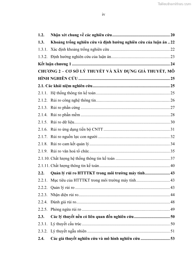 Luận án tiến sĩ kinh tế Ảnh hưởng của rủi ro công nghệ thông tin đến chất lượng thông tin kế toán trong các doanh nghiệp tại Việt Nam - 1 Trang 6