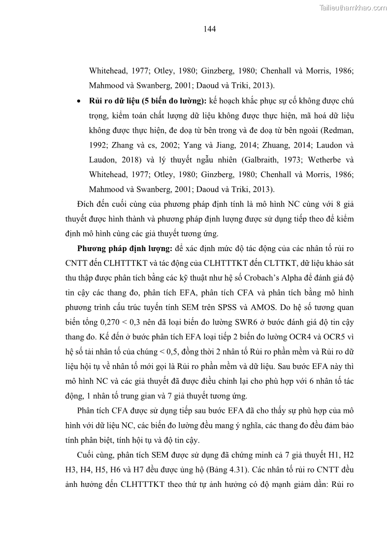 Luận án tiến sĩ kinh tế Ảnh hưởng của rủi ro công nghệ thông tin đến chất lượng thông tin kế toán trong các doanh nghiệp tại Việt Nam - 14 Trang 162