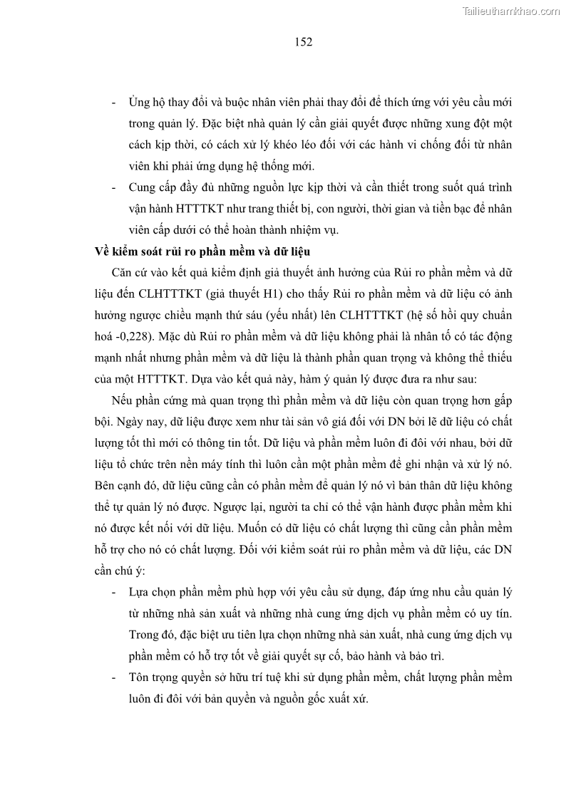 Luận án tiến sĩ kinh tế Ảnh hưởng của rủi ro công nghệ thông tin đến chất lượng thông tin kế toán trong các doanh nghiệp tại Việt Nam - 15 Trang 170