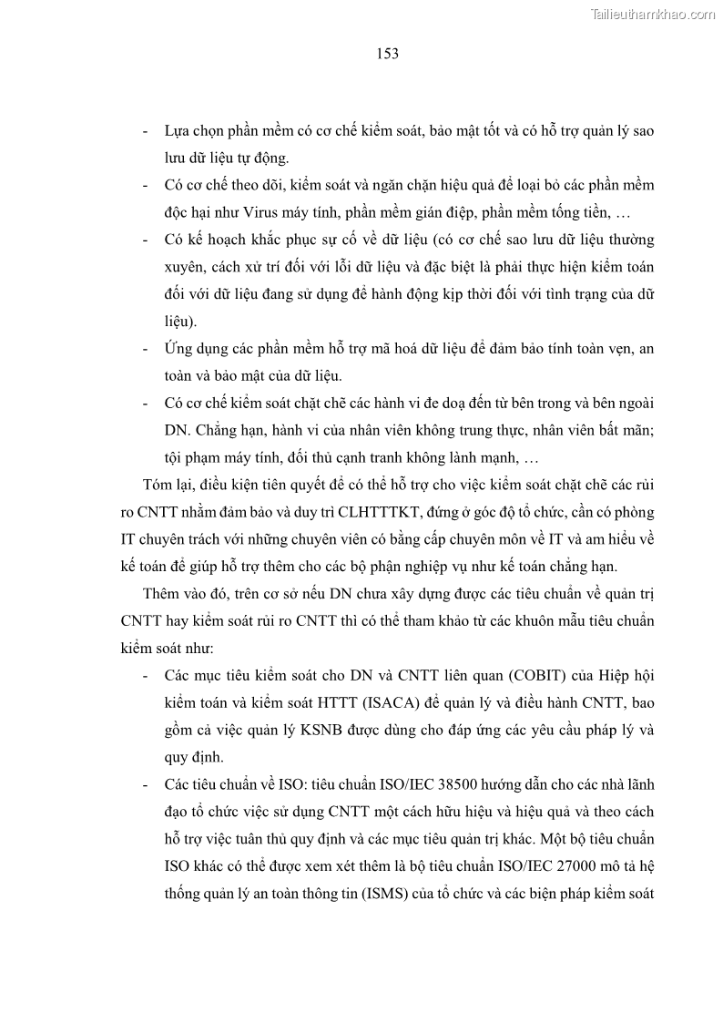 Luận án tiến sĩ kinh tế Ảnh hưởng của rủi ro công nghệ thông tin đến chất lượng thông tin kế toán trong các doanh nghiệp tại Việt Nam - 15 Trang 171