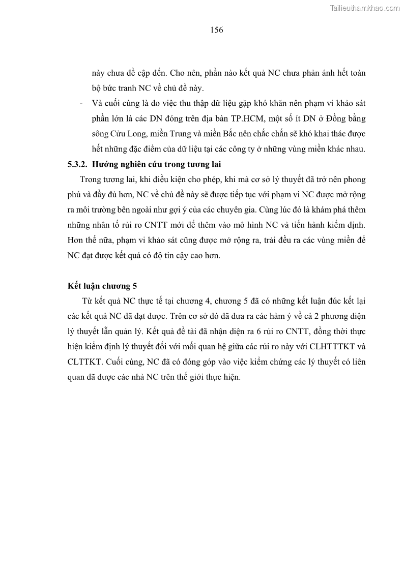 Luận án tiến sĩ kinh tế Ảnh hưởng của rủi ro công nghệ thông tin đến chất lượng thông tin kế toán trong các doanh nghiệp tại Việt Nam - 15 Trang 174