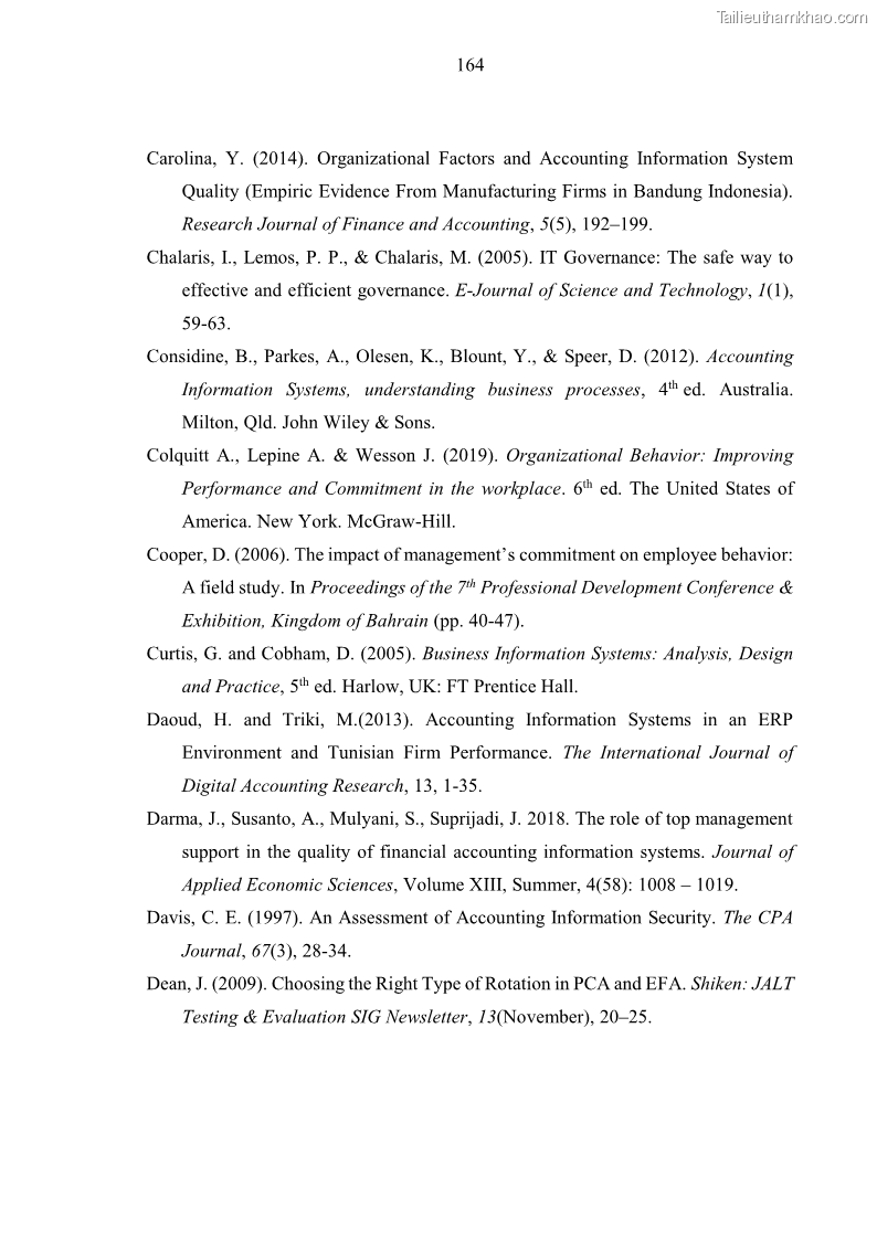 Luận án tiến sĩ kinh tế Ảnh hưởng của rủi ro công nghệ thông tin đến chất lượng thông tin kế toán trong các doanh nghiệp tại Việt Nam - 16 Trang 182