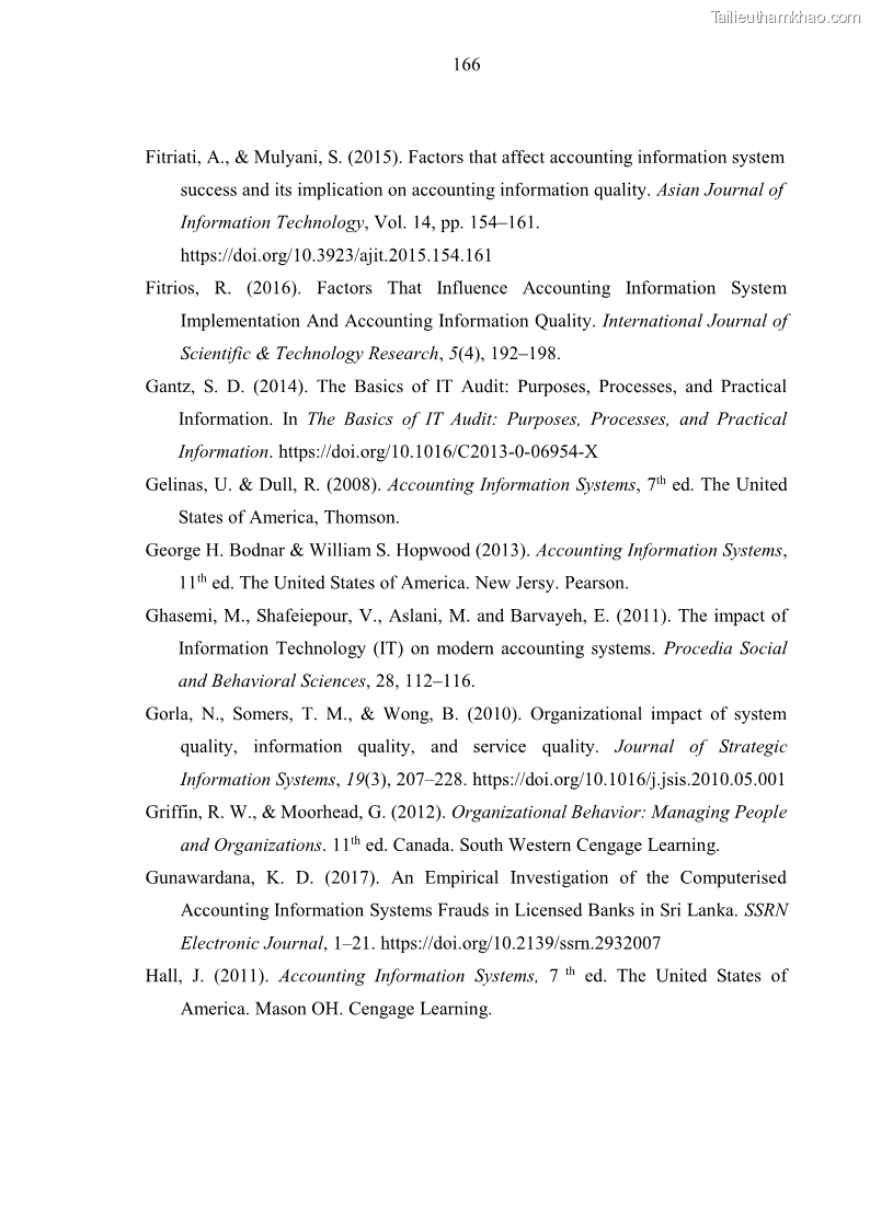 Luận án tiến sĩ kinh tế Ảnh hưởng của rủi ro công nghệ thông tin đến chất lượng thông tin kế toán trong các doanh nghiệp tại Việt Nam - 16 Trang 184