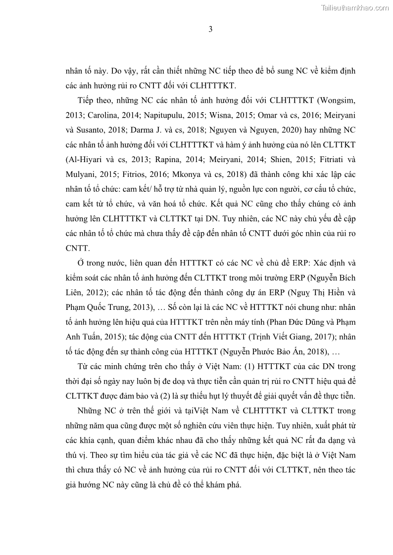 Luận án tiến sĩ kinh tế Ảnh hưởng của rủi ro công nghệ thông tin đến chất lượng thông tin kế toán trong các doanh nghiệp tại Việt Nam - 2 Trang 21