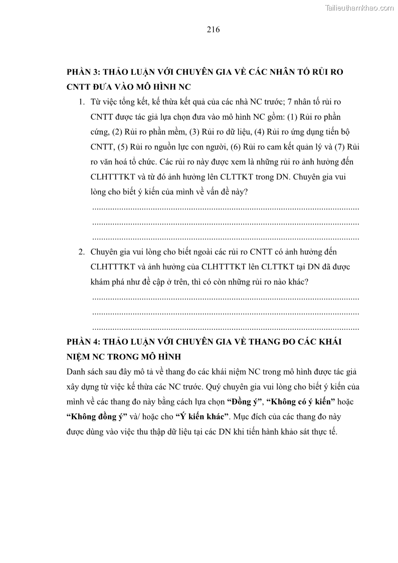 Luận án tiến sĩ kinh tế Ảnh hưởng của rủi ro công nghệ thông tin đến chất lượng thông tin kế toán trong các doanh nghiệp tại Việt Nam - 20 Trang 234