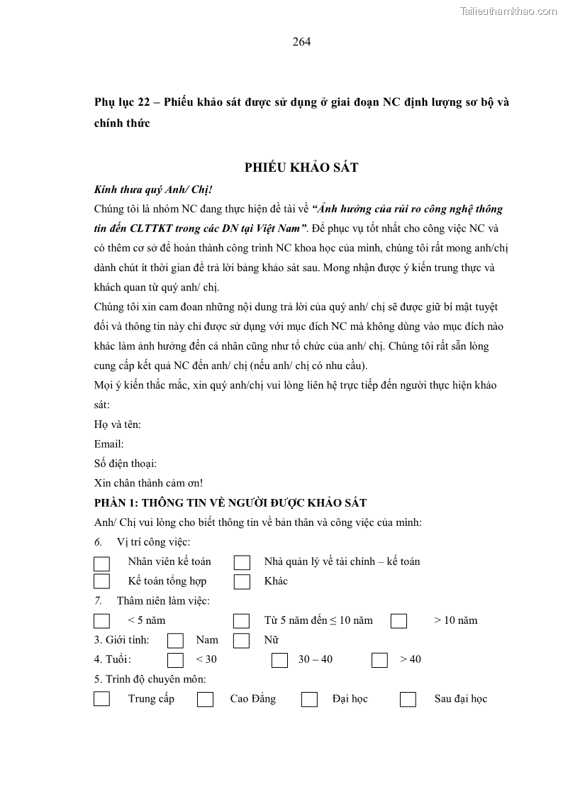 Luận án tiến sĩ kinh tế Ảnh hưởng của rủi ro công nghệ thông tin đến chất lượng thông tin kế toán trong các doanh nghiệp tại Việt Nam - 24 Trang 282