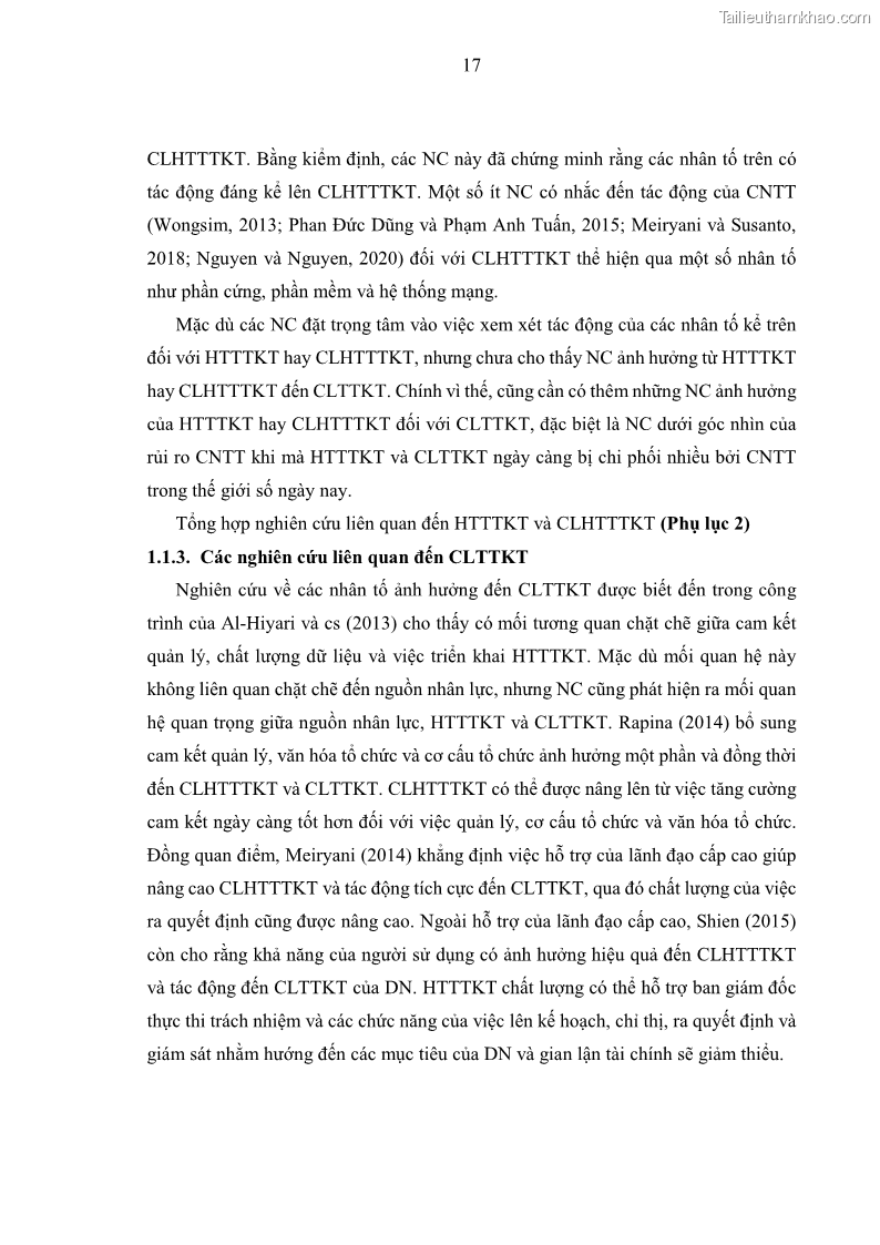 Luận án tiến sĩ kinh tế Ảnh hưởng của rủi ro công nghệ thông tin đến chất lượng thông tin kế toán trong các doanh nghiệp tại Việt Nam - 3 Trang 35