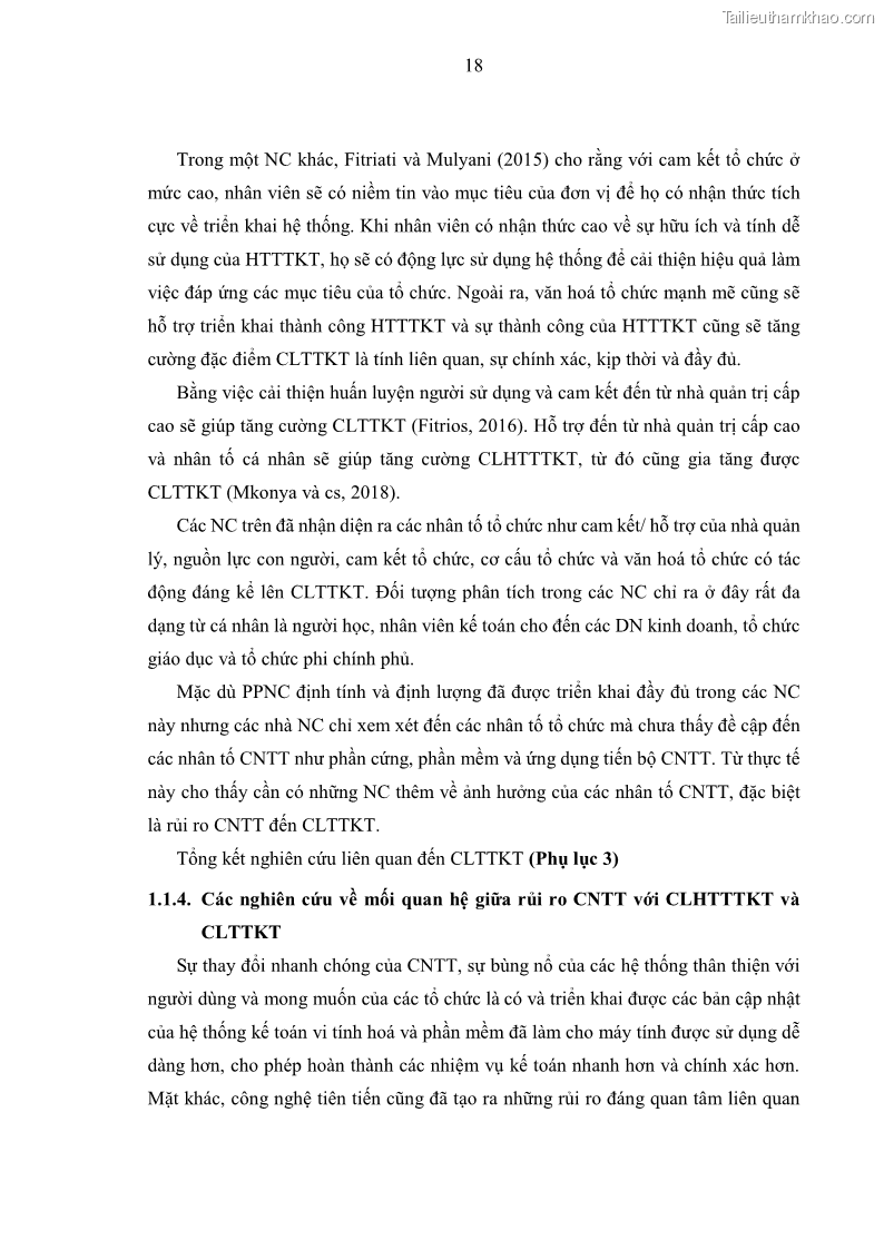 Luận án tiến sĩ kinh tế Ảnh hưởng của rủi ro công nghệ thông tin đến chất lượng thông tin kế toán trong các doanh nghiệp tại Việt Nam - 3 Trang 36