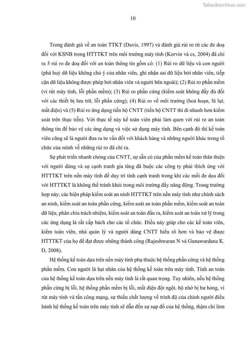 Luận án tiến sĩ kinh tế Ảnh hưởng của rủi ro công nghệ thông tin đến chất lượng thông tin kế toán trong các doanh nghiệp tại Việt Nam - 3 Trang 28