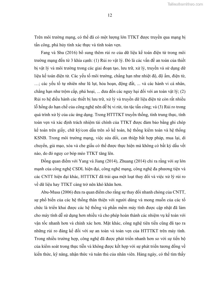 Luận án tiến sĩ kinh tế Ảnh hưởng của rủi ro công nghệ thông tin đến chất lượng thông tin kế toán trong các doanh nghiệp tại Việt Nam - 3 Trang 30