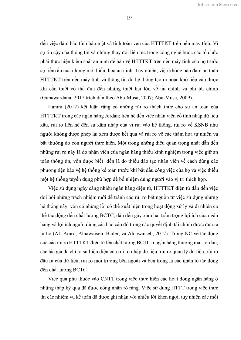 Luận án tiến sĩ kinh tế Ảnh hưởng của rủi ro công nghệ thông tin đến chất lượng thông tin kế toán trong các doanh nghiệp tại Việt Nam - 4 Trang 37