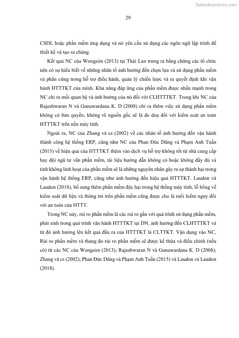 Luận án tiến sĩ kinh tế Ảnh hưởng của rủi ro công nghệ thông tin đến chất lượng thông tin kế toán trong các doanh nghiệp tại Việt Nam - 4 Trang 47