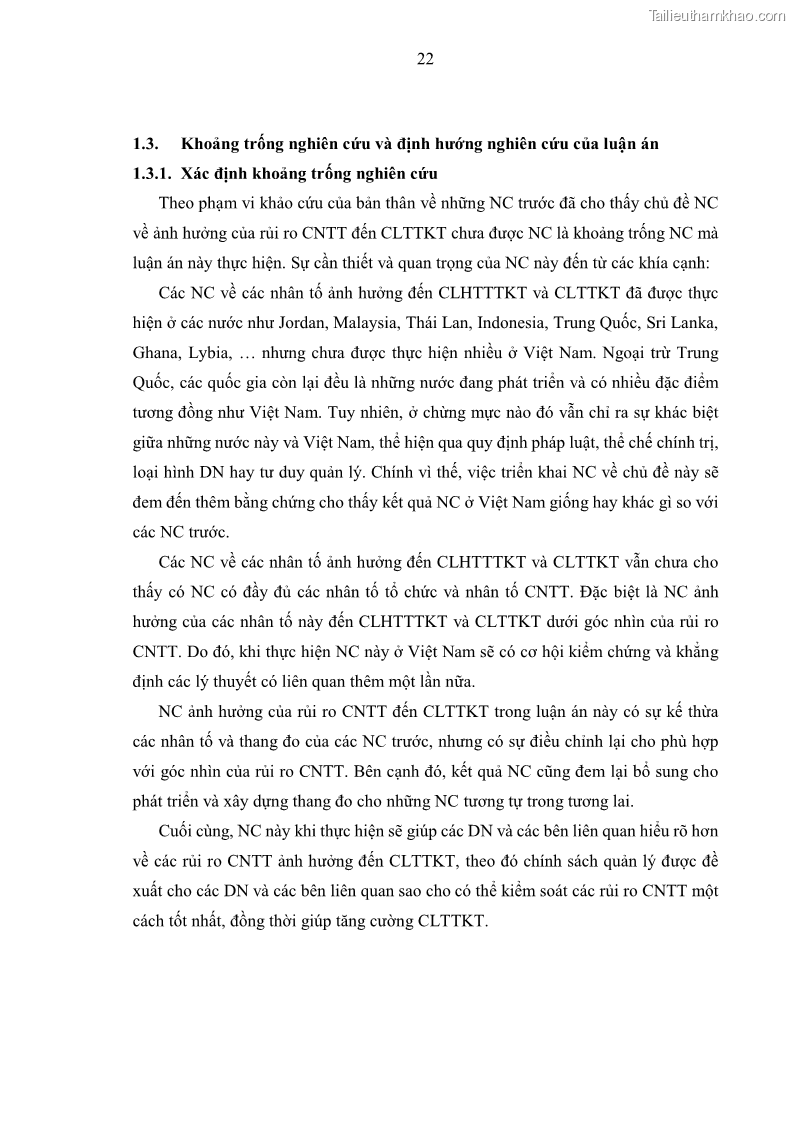Luận án tiến sĩ kinh tế Ảnh hưởng của rủi ro công nghệ thông tin đến chất lượng thông tin kế toán trong các doanh nghiệp tại Việt Nam - 4 Trang 40