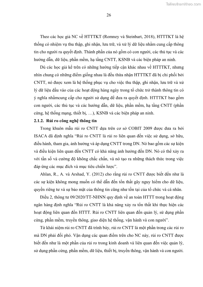 Luận án tiến sĩ kinh tế Ảnh hưởng của rủi ro công nghệ thông tin đến chất lượng thông tin kế toán trong các doanh nghiệp tại Việt Nam - 4 Trang 44