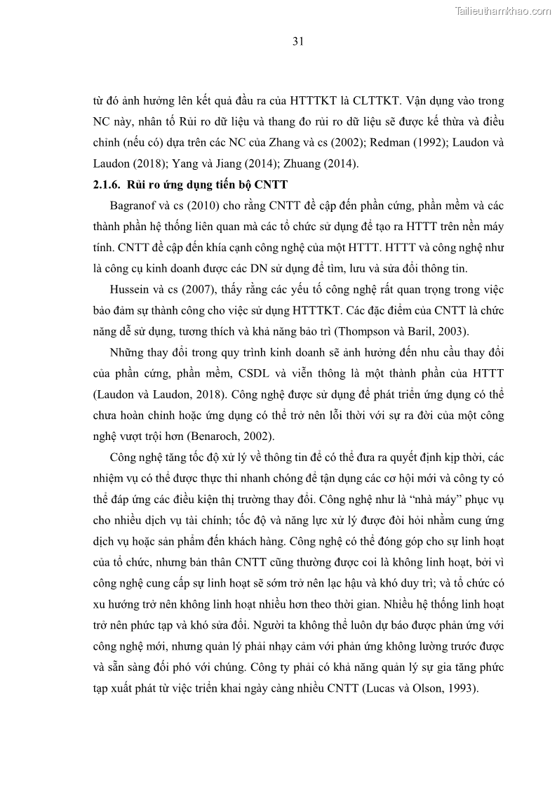 Luận án tiến sĩ kinh tế Ảnh hưởng của rủi ro công nghệ thông tin đến chất lượng thông tin kế toán trong các doanh nghiệp tại Việt Nam - 5 Trang 49