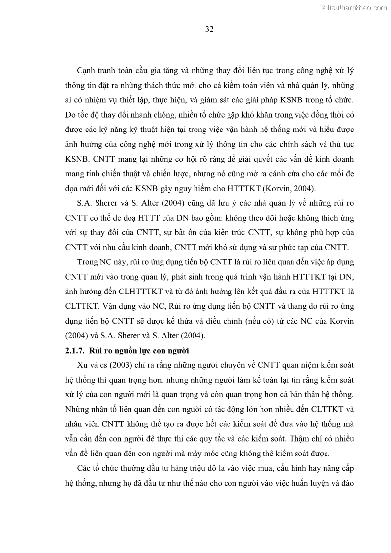 Luận án tiến sĩ kinh tế Ảnh hưởng của rủi ro công nghệ thông tin đến chất lượng thông tin kế toán trong các doanh nghiệp tại Việt Nam - 5 Trang 50