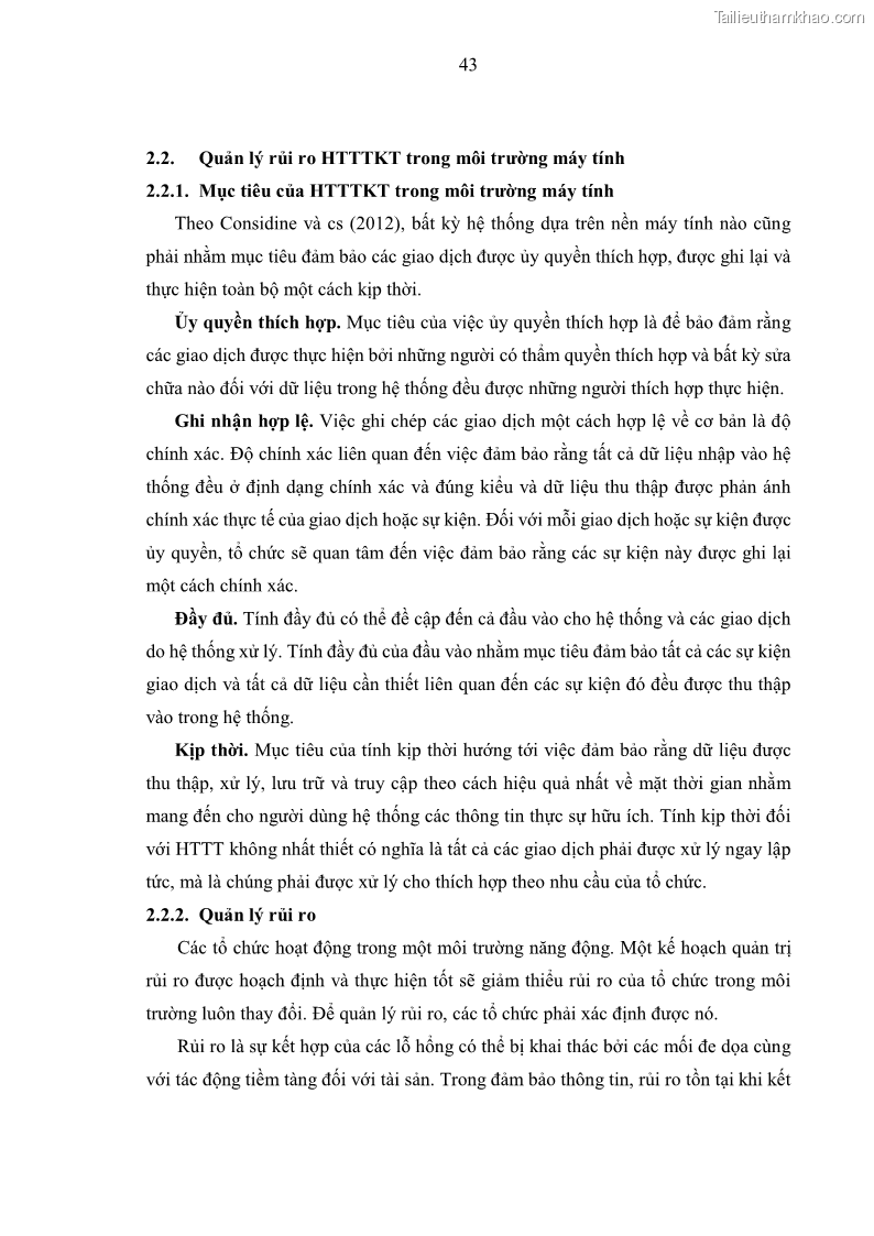 Luận án tiến sĩ kinh tế Ảnh hưởng của rủi ro công nghệ thông tin đến chất lượng thông tin kế toán trong các doanh nghiệp tại Việt Nam - 6 Trang 61