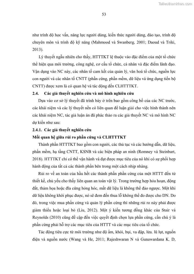 Luận án tiến sĩ kinh tế Ảnh hưởng của rủi ro công nghệ thông tin đến chất lượng thông tin kế toán trong các doanh nghiệp tại Việt Nam - 6 Trang 71