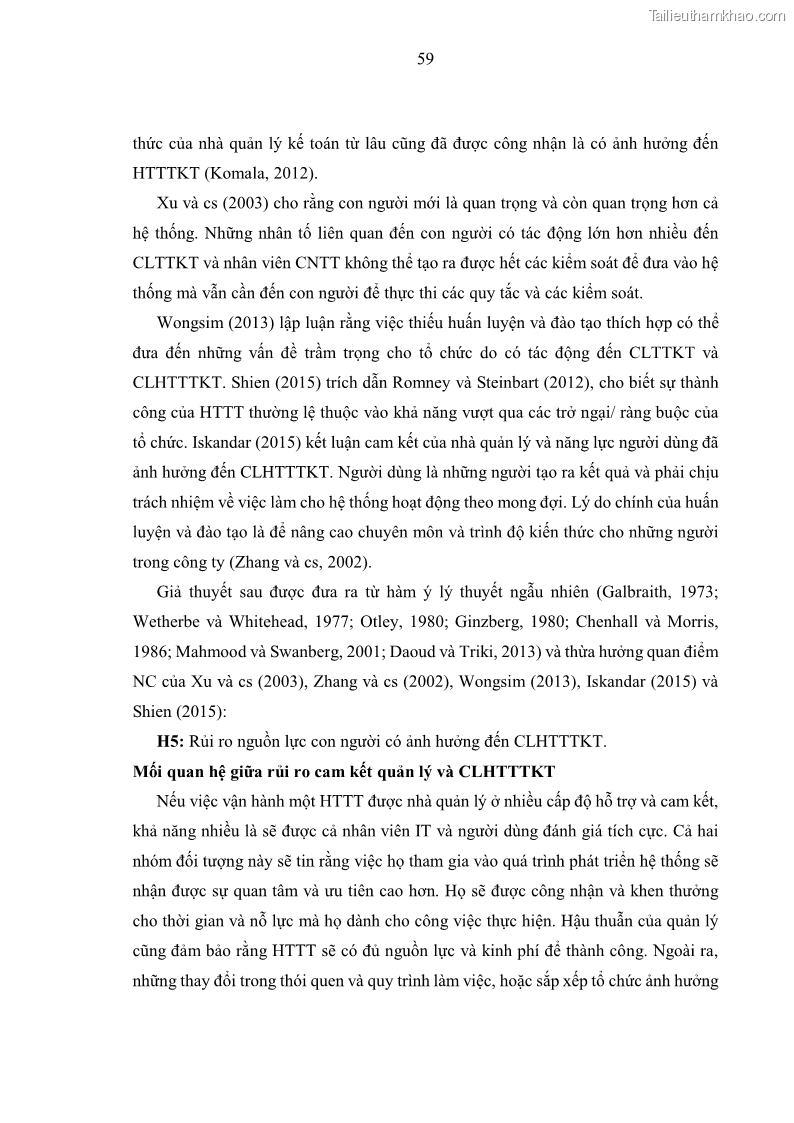 Luận án tiến sĩ kinh tế Ảnh hưởng của rủi ro công nghệ thông tin đến chất lượng thông tin kế toán trong các doanh nghiệp tại Việt Nam - 7 Trang 77