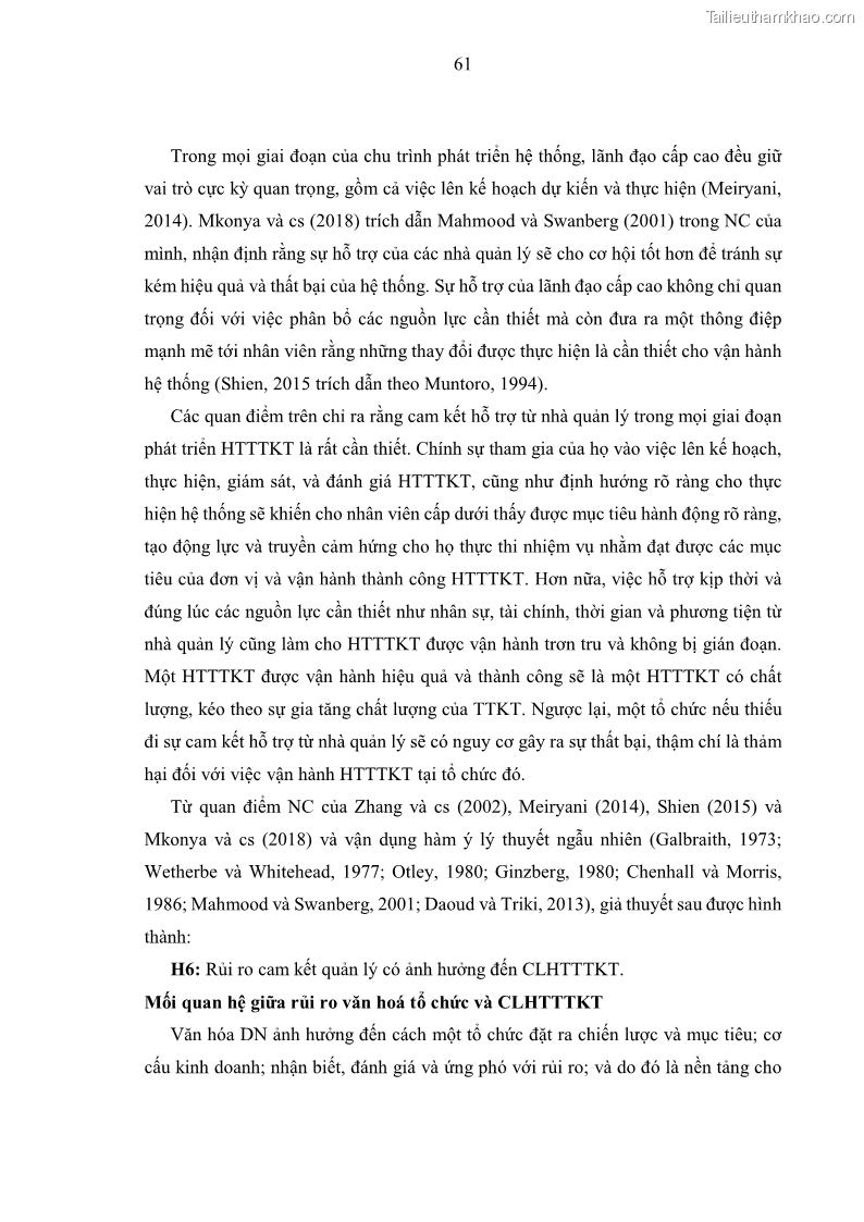 Luận án tiến sĩ kinh tế Ảnh hưởng của rủi ro công nghệ thông tin đến chất lượng thông tin kế toán trong các doanh nghiệp tại Việt Nam - 7 Trang 79