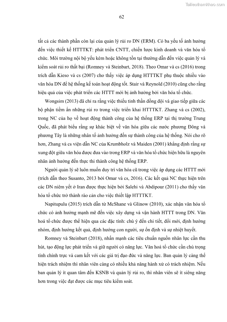 Luận án tiến sĩ kinh tế Ảnh hưởng của rủi ro công nghệ thông tin đến chất lượng thông tin kế toán trong các doanh nghiệp tại Việt Nam - 7 Trang 80